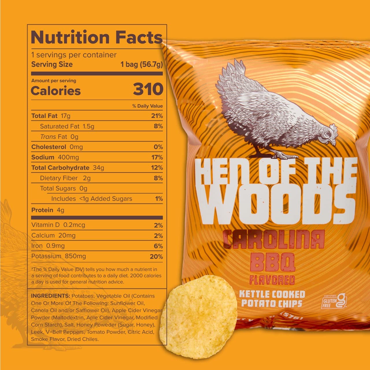 Buy Hen of the Woods Kettle Cooked Potato Chips, Mixed Flavors Variety Pack, 2 Ounce Bag, 12