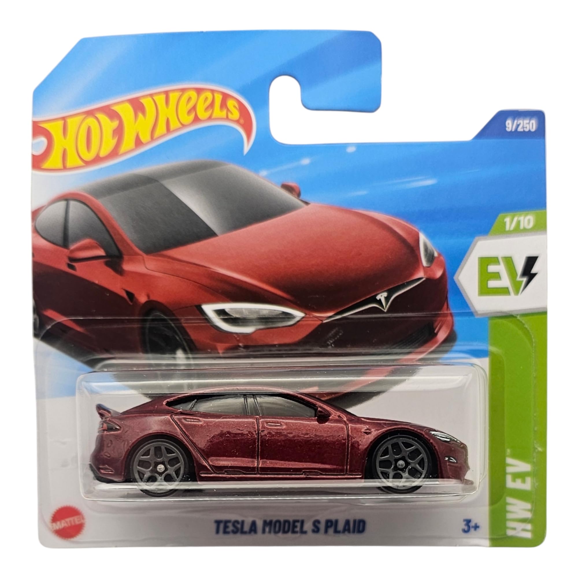 Hot Wheels Tesla Model S Plaid, Red, 1:64 Scale