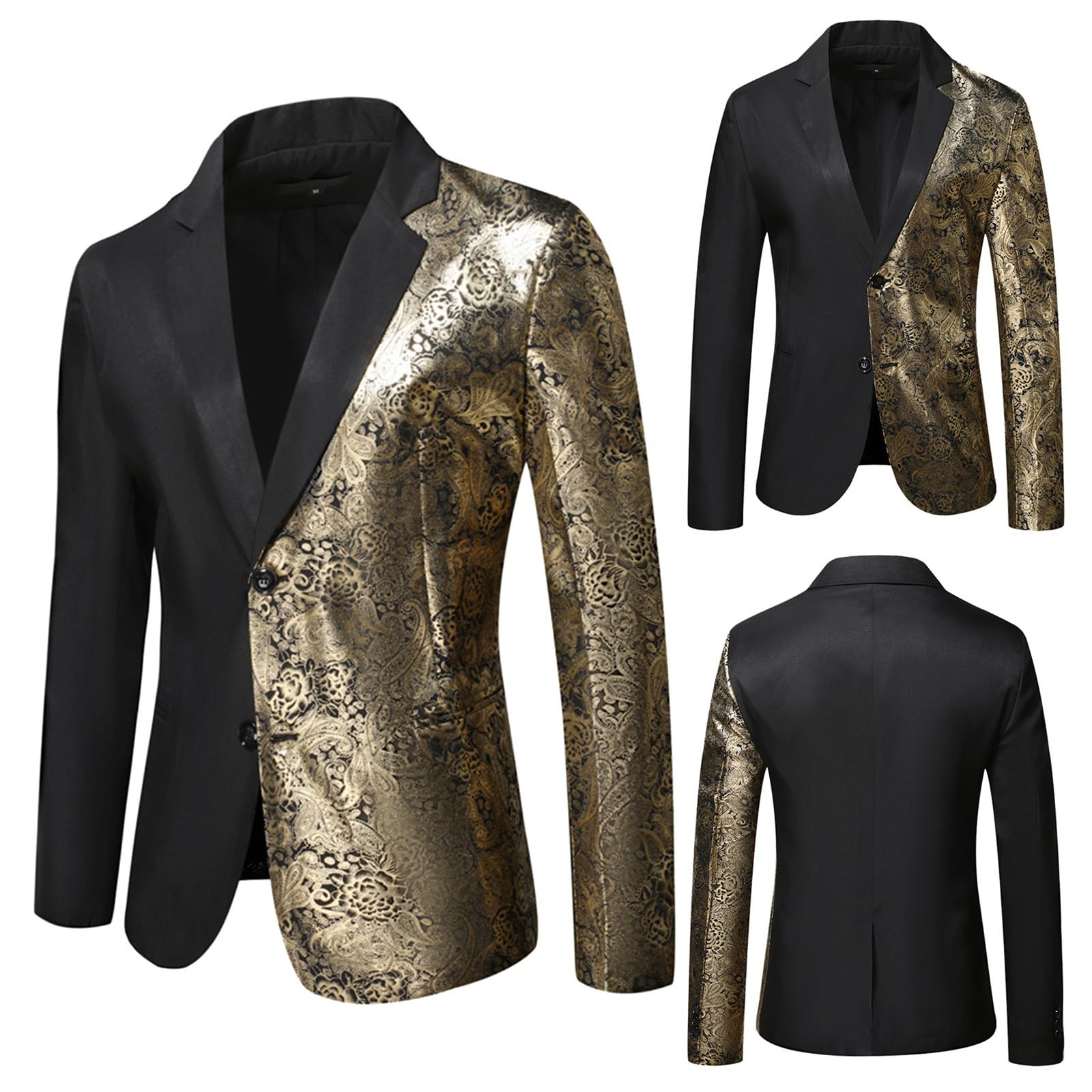 Blazer Hombre Americana Hombre Chaqueta Traje Bicolor Un Botón Manga Larga Casual Elegante Moderna para Fiesta Ocio