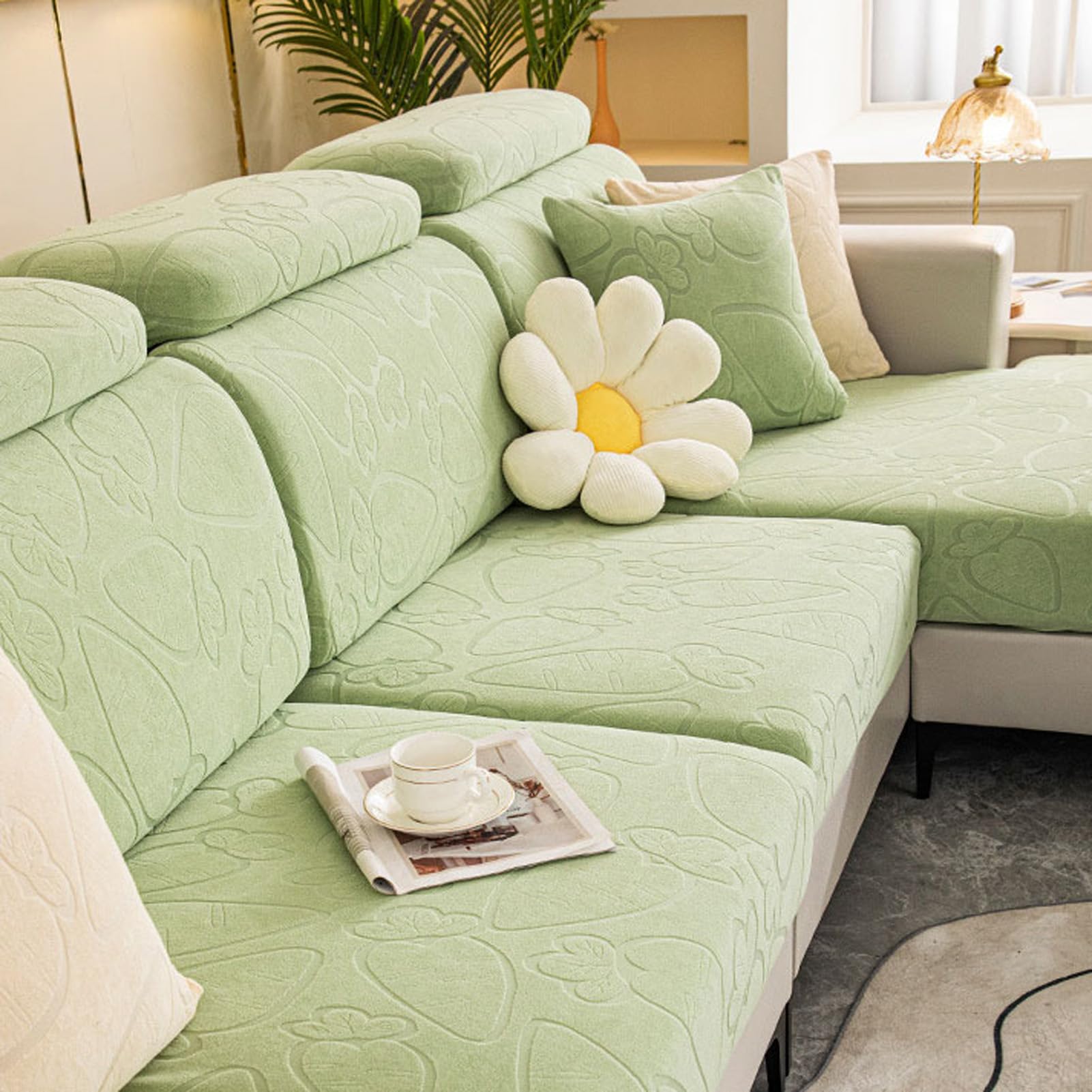 Revêtement de canapé d'angle pour rénover facilement un tissu usé ou taché