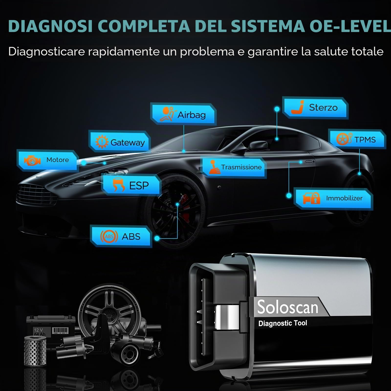 KINGBOLEN Soloscan OBD2 Auto Diagnostica per Benz/Maybach/Sprinter, Bluetooth Diagnosi Auto Professionale in Italiano, per Sistema Completo, 50+ Servizi, codifica ECU, Aggiornamento Gratuito a Vita