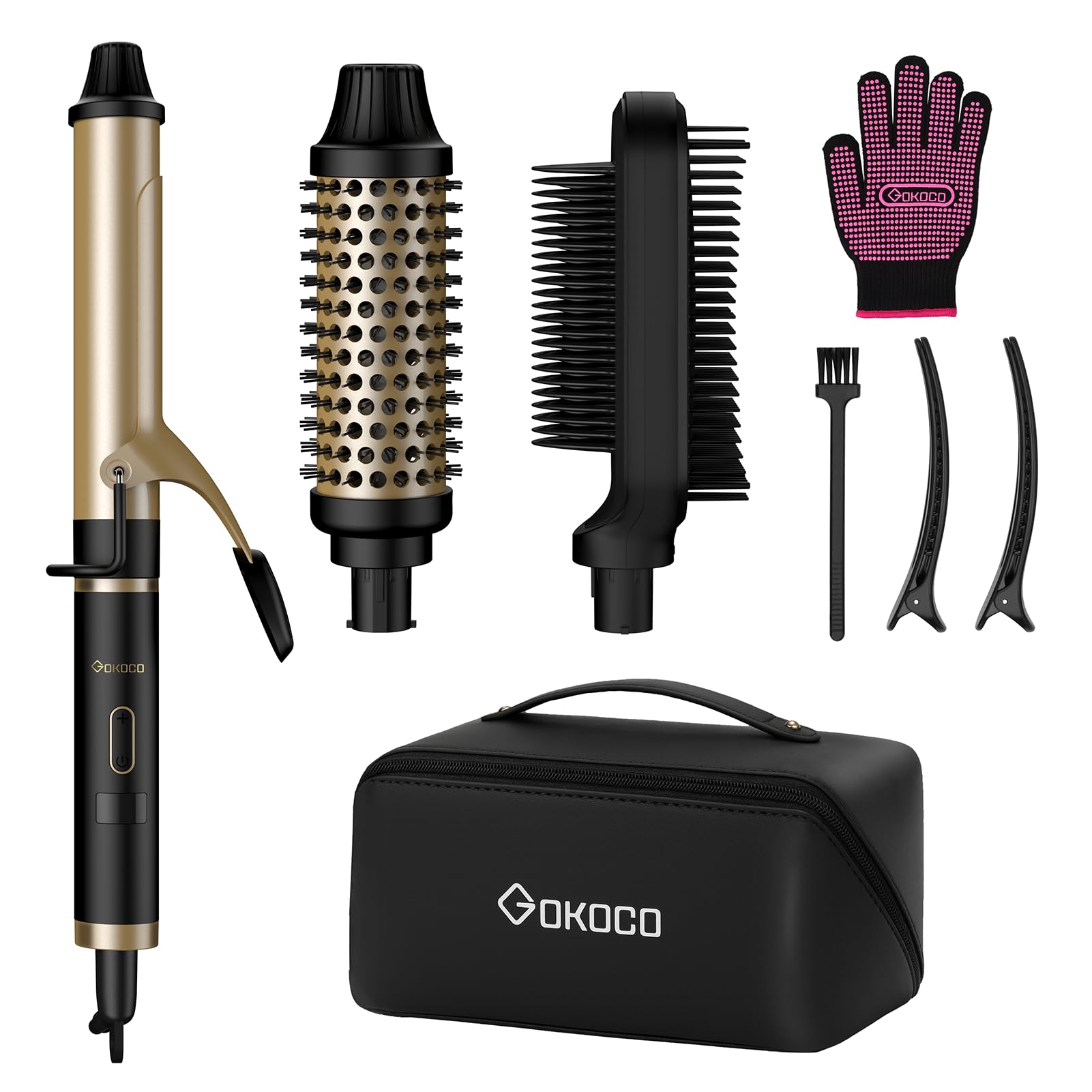 Kit Modelador Profissional, Bivolt 127V-220V GOKOCO GD034 Preto – Pente Alisador com 6