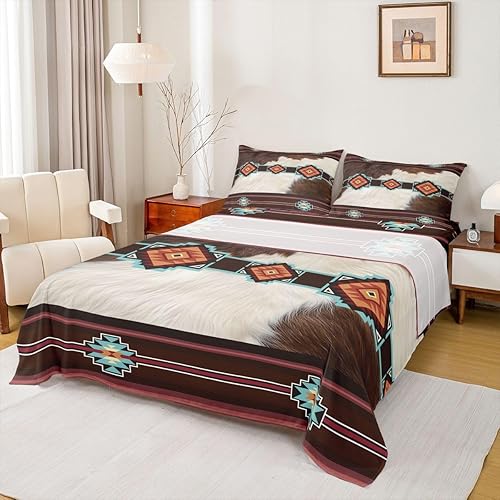 Miniatura 6 de Juego de sábanas occidentales de tamaño individual del suroeste para niños, niñas, adolescentes, decoración de vaquero, sábanas de cama con