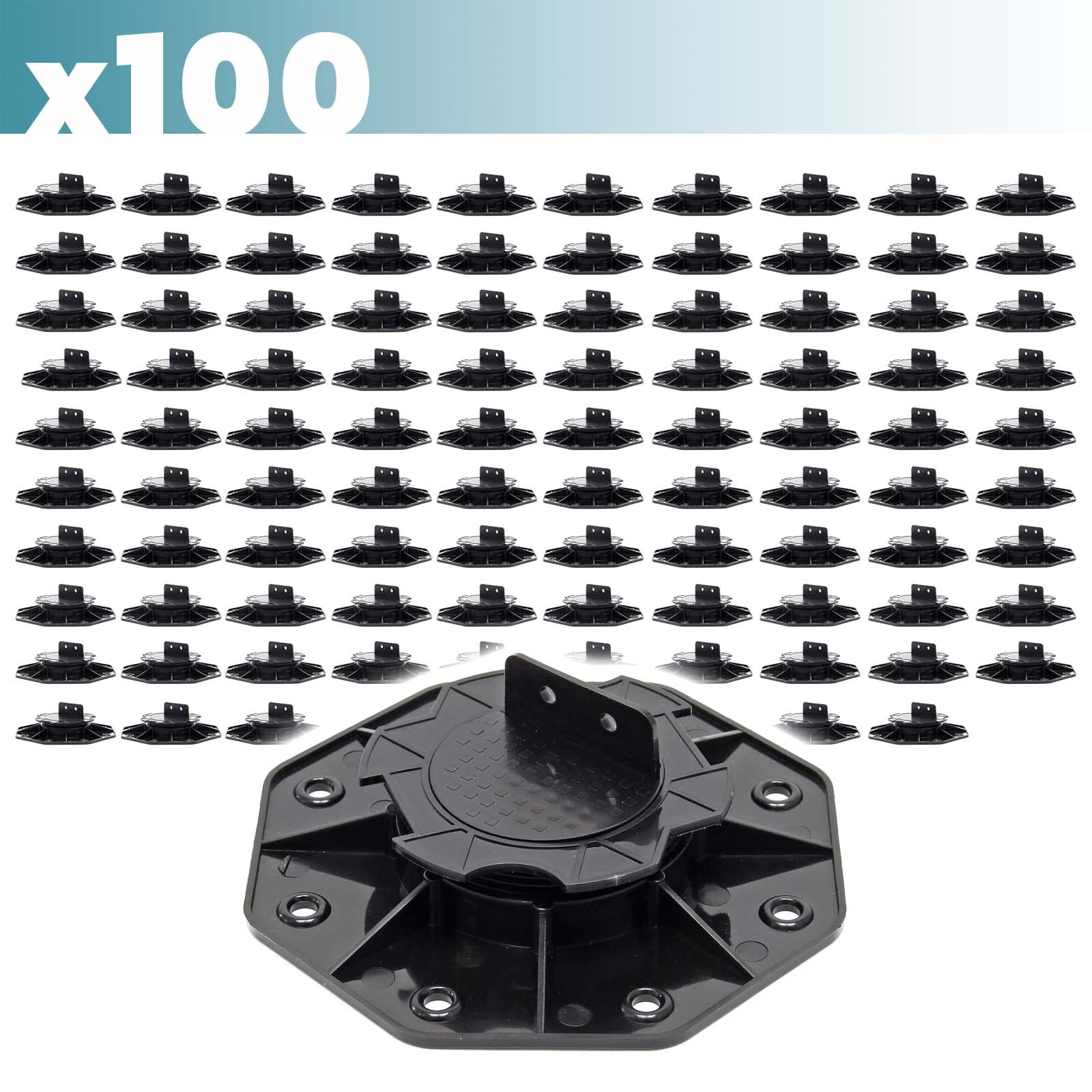 XPOtool Juego de 100 bases regulables para terraza carga máxima 2700kg ajustable en altura 18-25 mm