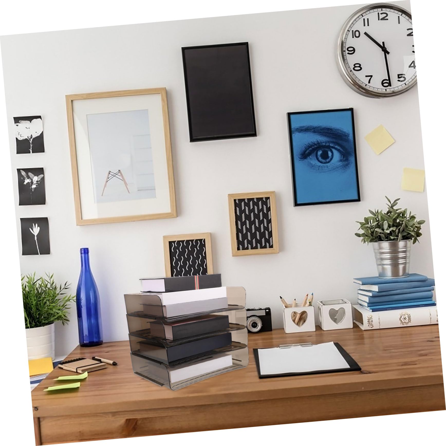 File Organizer da Scrivania in Acrilico Coffee, Multi Layer Storage | Decorazioni Scuola, Organizzatore per Ufficio e Vassoio Porta Documenti, Design Stackable per Uso Stabile a Termine
