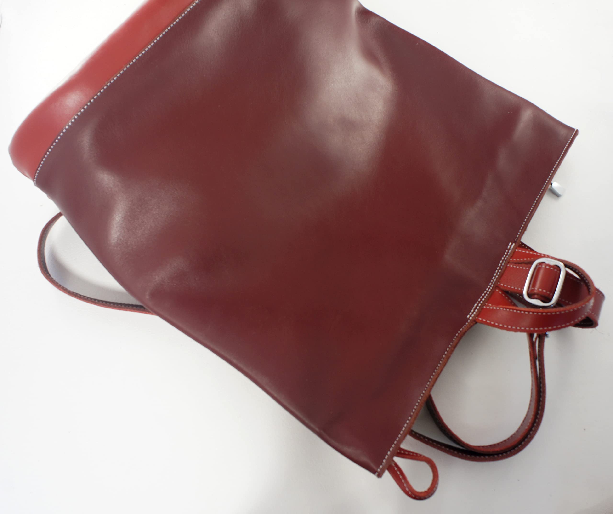 Mochila bolso antirrobo de piel granate