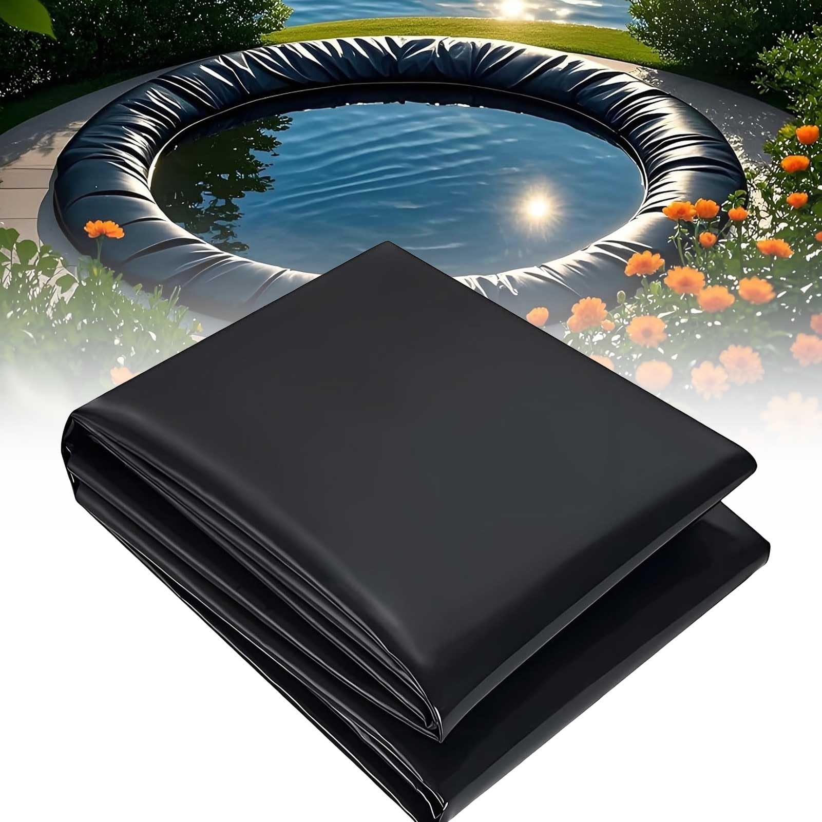 Telo impermeabile per laghetto in HDPE (1 x 6 m, 2 x 3 m, 4 x 5 m, 6 x 7 m, 6 x 6 m), resistente ai raggi UV e agli strappi, per laghetti, cascate, acquari e piante acquatiche