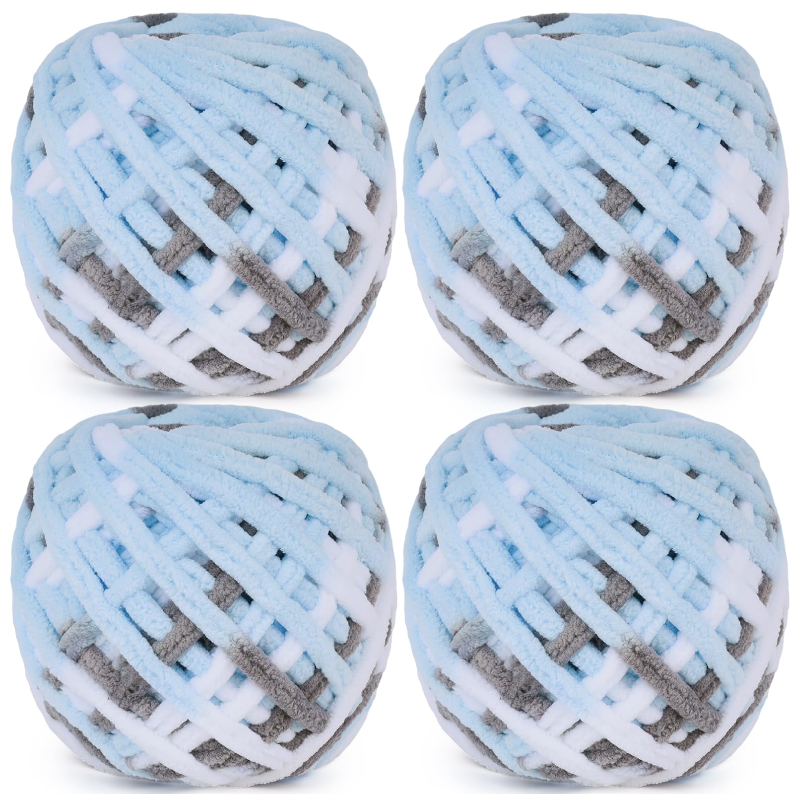 Aeelike Chunky Yarn, 400g Chunky Wool for Knitting & Crochet, Blue Grey