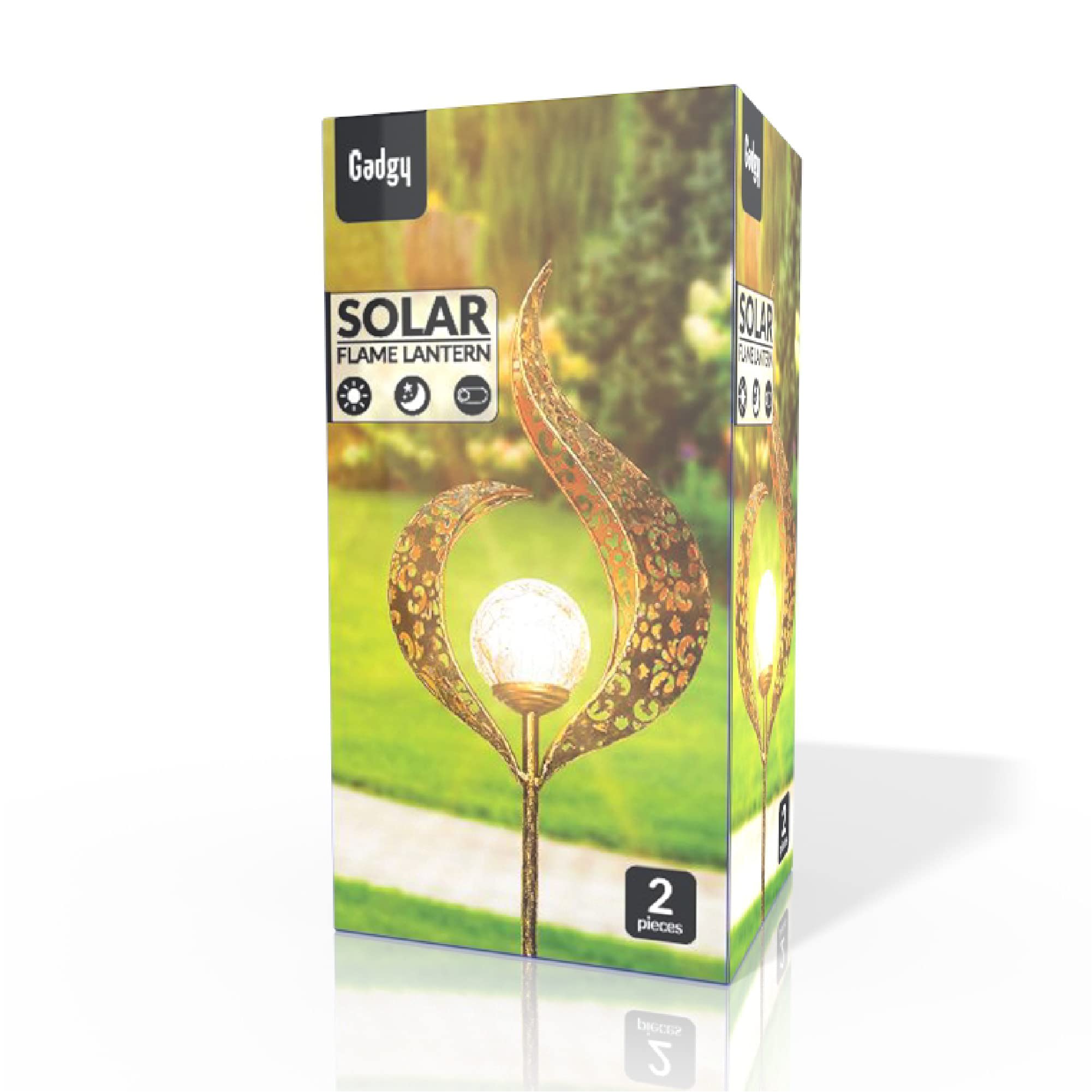 Gadgy Set di 2 Luci Solari da Giardino Effetto Fiamma LED – Lampade Decorative da Esterno Impermeabili per Patio, Balcone e Giardino – Illuminazione Solare Automatica