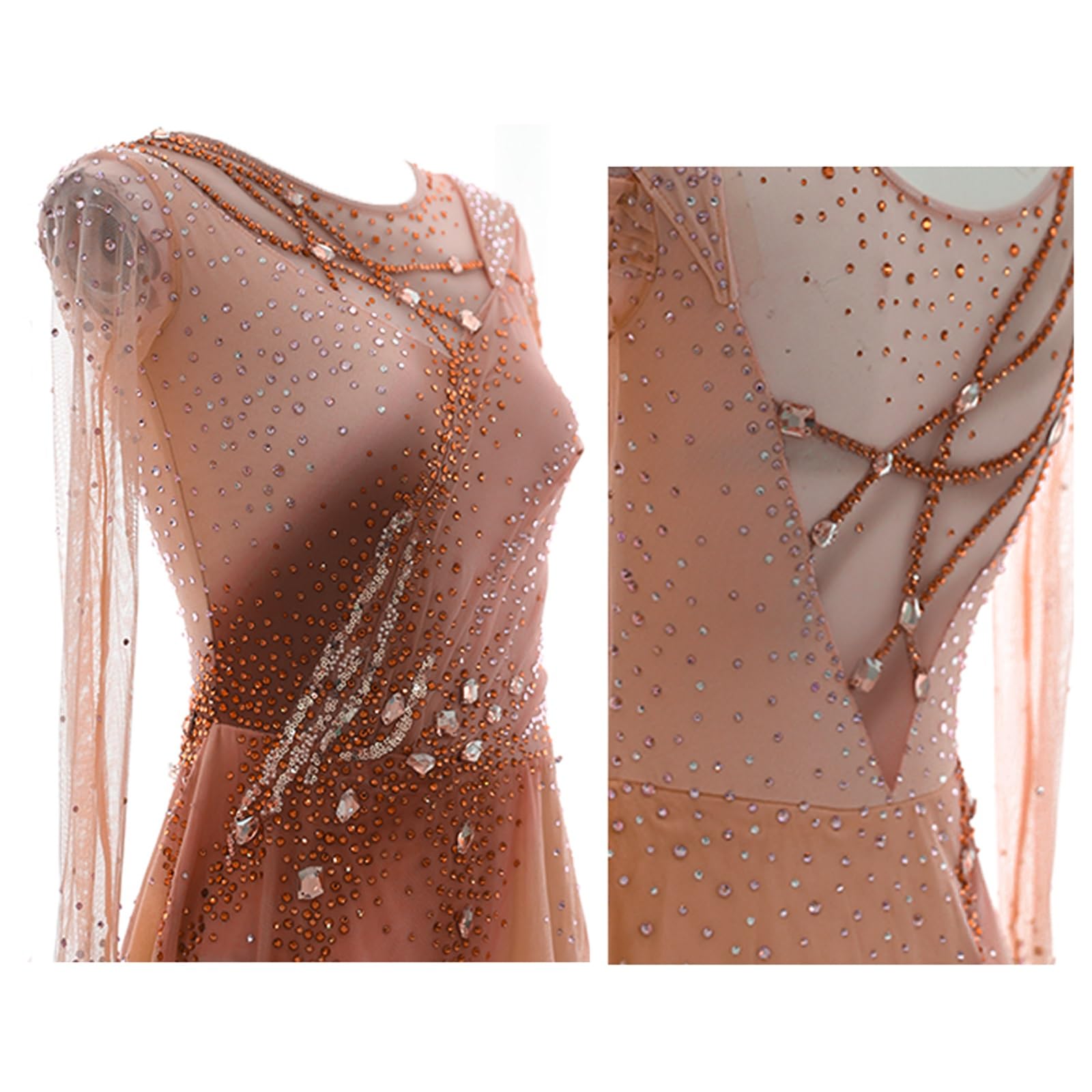 Robe De Patinage Artistique For Femmes, Tenue De Patinage Élastique Scintillante Avec Cristaux For La Performance En Compétition