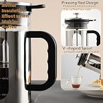 French Press Coffee Maker 34 oz, 1000ml Borosilicate Glass Stainless Steel Coffee Brewer with Reusable Filters Portable Coffee Press for Kitchen Travel Camping