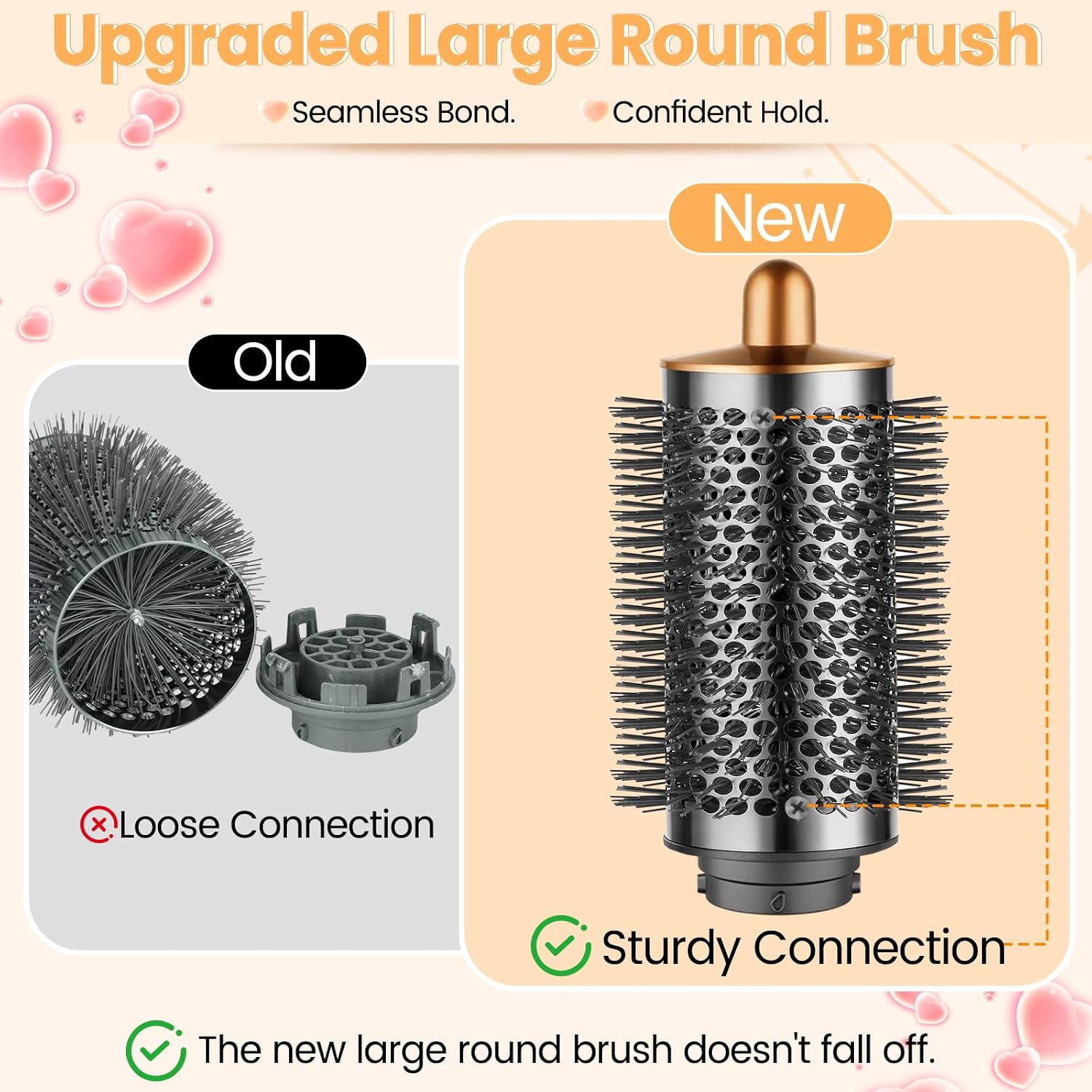Upgraded Large Round Volumizing Brush Attachment Compatible with Dyson Airwrap HS01 HS05 HS08, 3.2IN Round Brush for Dry Smooth Volumize and Styling Hair