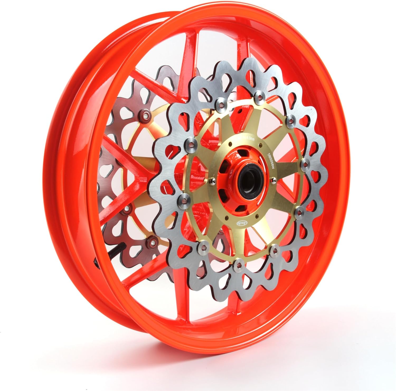 Arashi Front Wheel Rim and Brake Disc Rotor for Honda CBR1000RR 2006-2016, Motorcycle Replacement Accessories Parts Neon Orange