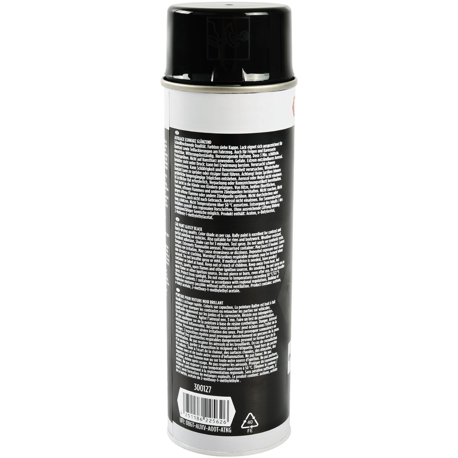 TECPO Lackspray schwarz glänzend, 6x500ml Autolack Rallyschwarz Sprühlack Farbspray mit hoher Deckkraft für Innen- und Außenbereich