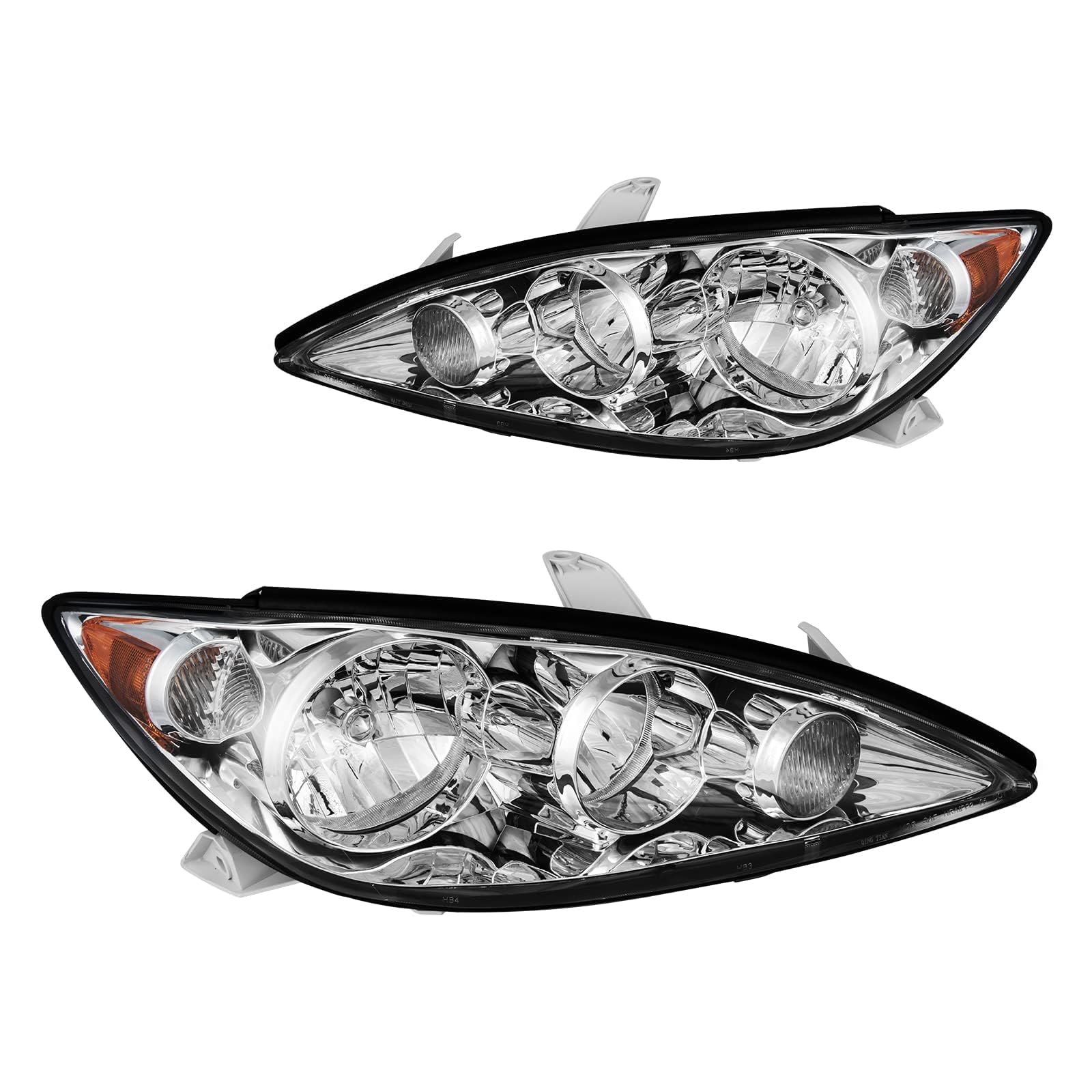 Torchbeam Headlight Assembly, Replacement for Camry LE XLE SE Base 2005-2006, 2.4L, Bumper Headlamp Chrome Housing Amber Reflector