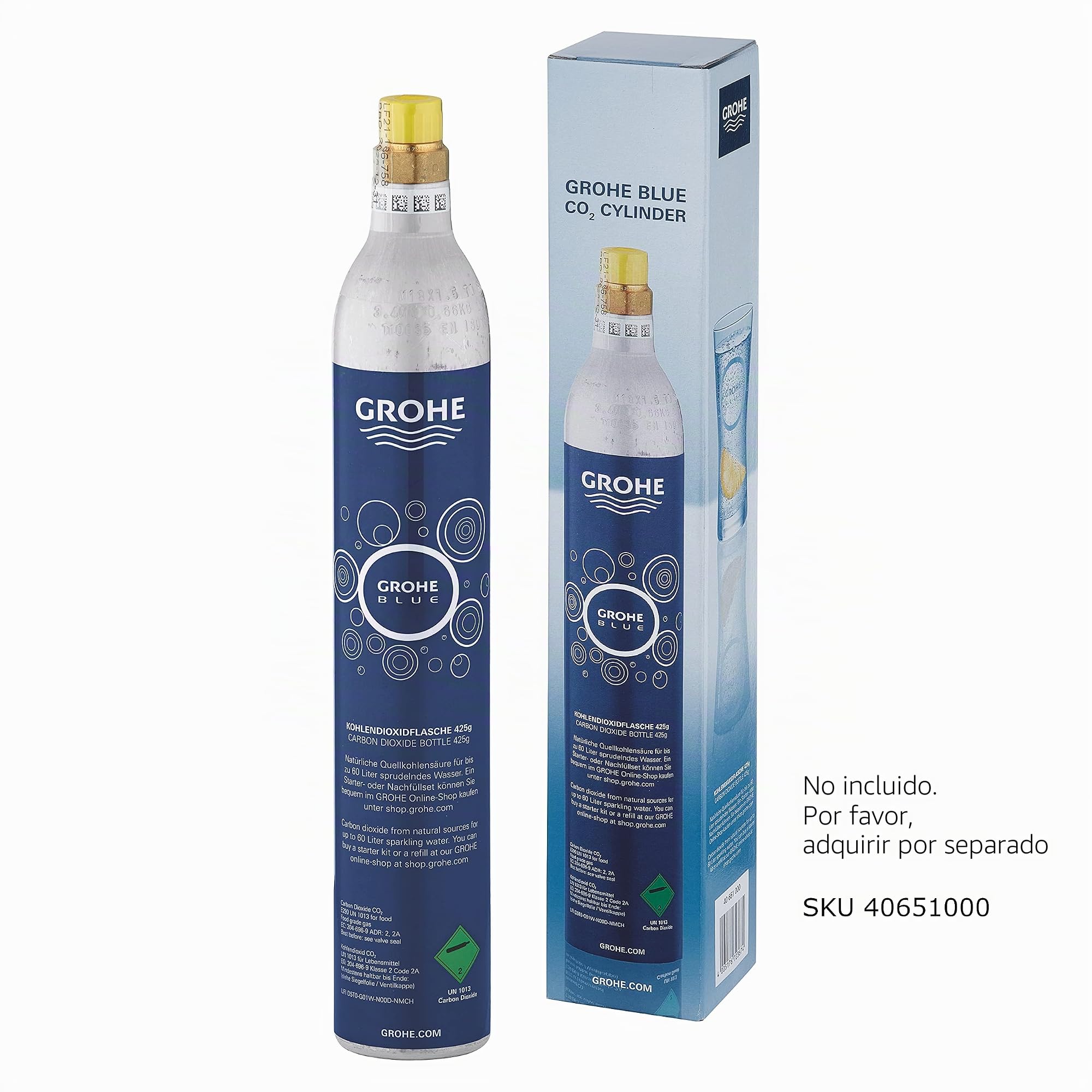 GROHE Blue Home - Grifo monomando de fregadero con función filtro de agua, caño en L, sin gas, con poco gas y con gas