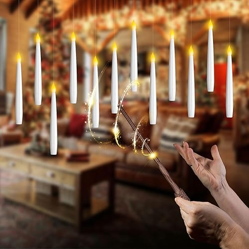 Miniatura 9 de Velas flotantes de Harry con varita mágica de Potter, luz LED parpadeante sin llama, decoración de dormitorio para fiesta en casa, iglesia, funciona