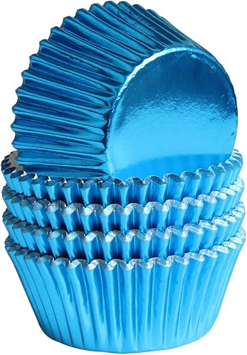 Miniatura 3 de Forros de papel para cupcakes de papel de aluminio azul, para diferentes fiestas, bodas, tamaño estándar (paquete de 100)