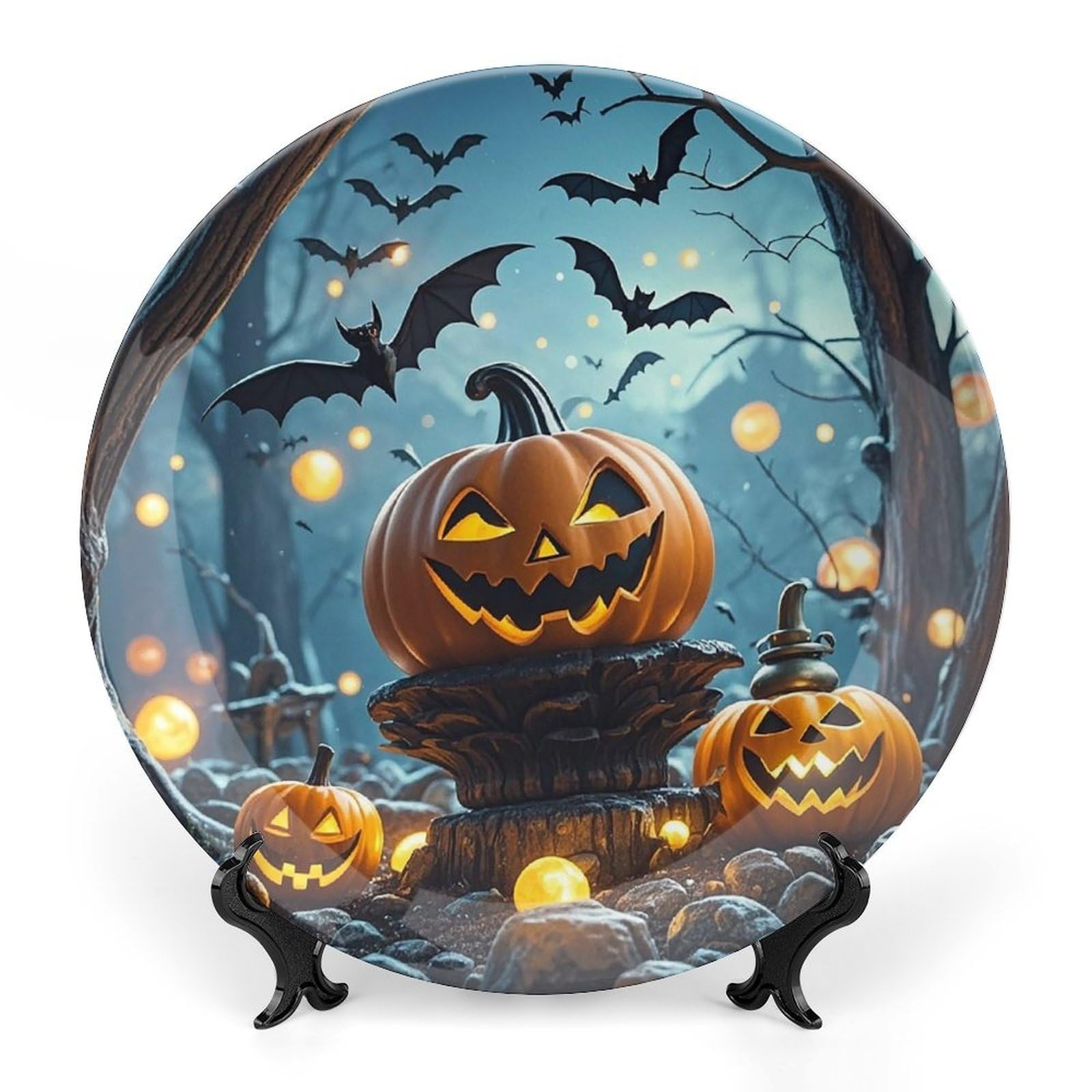 Assiette décorative chauve-souris en céramique : fixez votre déco sans clou