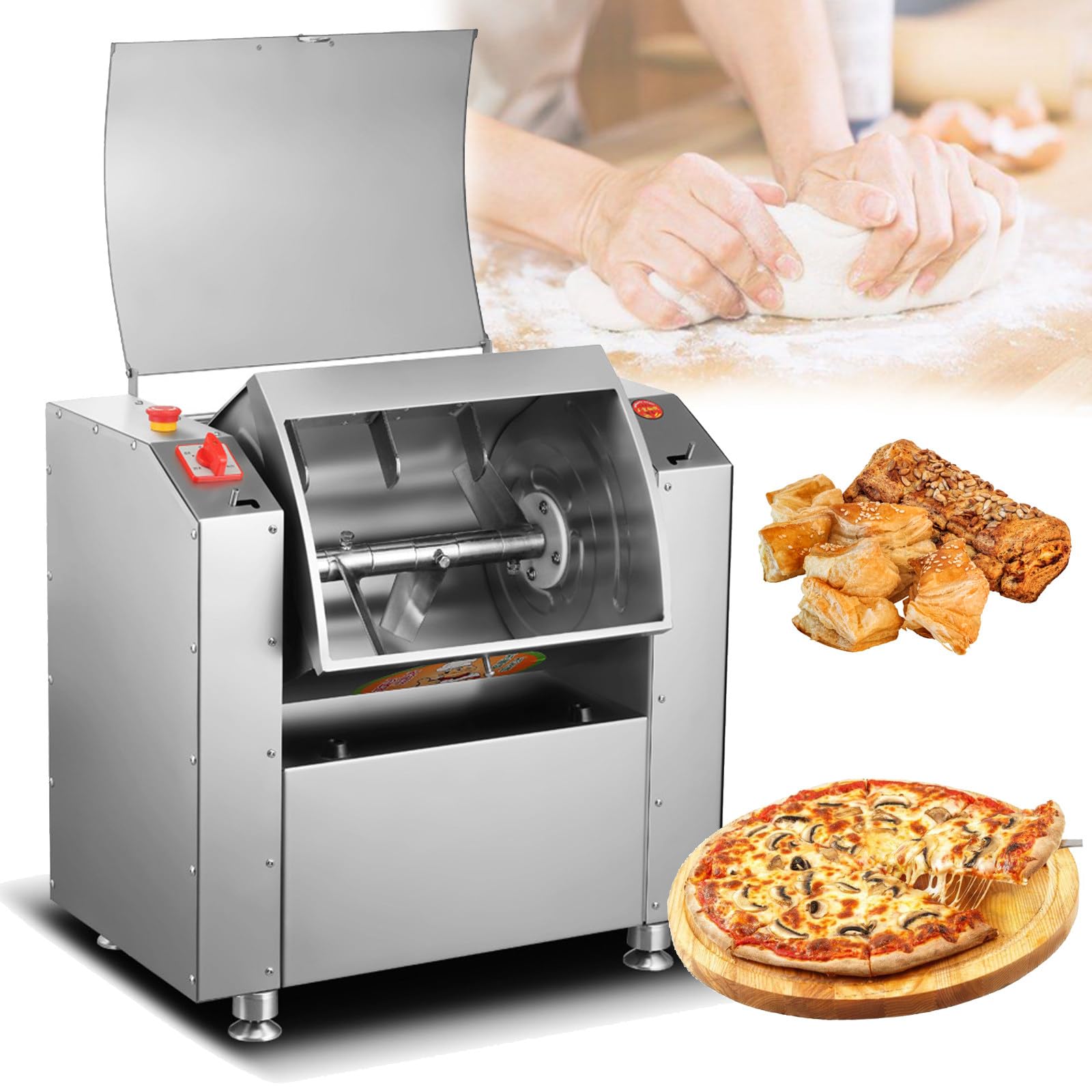 Electric Stand Mixer, Commercial Dough Mixer, Double Rotation Food Mixer, Suitable for Restaurants, Schools (3kg)