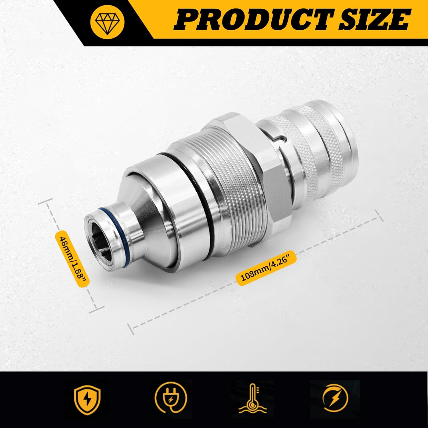 48 MM Thread Hydraulic Flat Face Quick Coupler Kit Compatible with Excavator and Skid Steer Loader 7246802 7246799