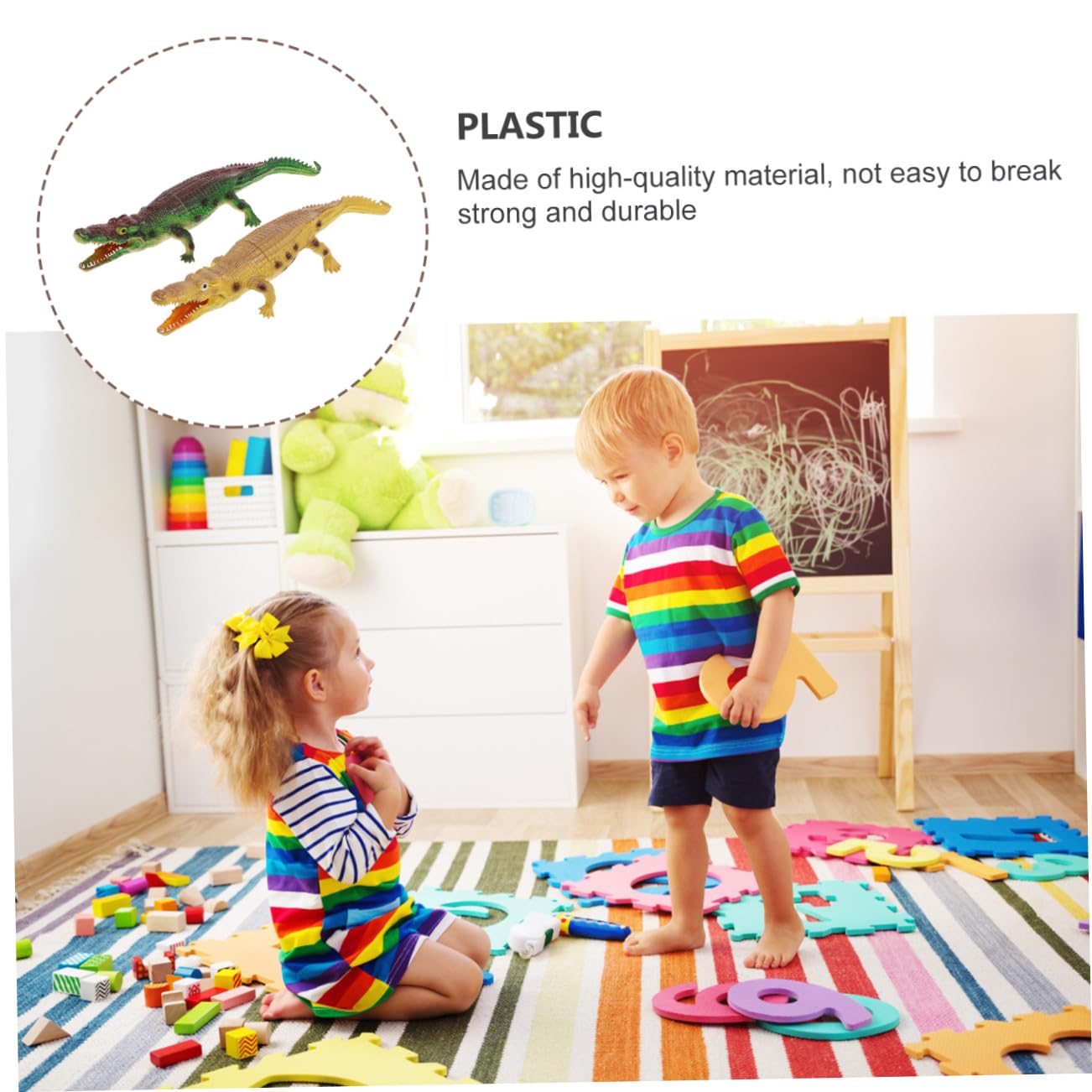 Kisangel Giocattolo Realistico Coccodrillo 40cm in Plastica Verde, 2 Pezzi