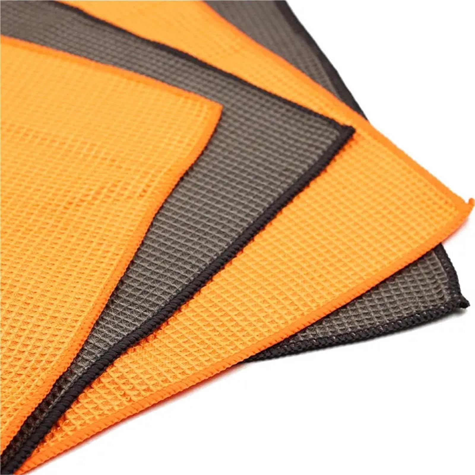 Glaspoliertuch 1 Paar Waffel-Auto-Detailing-Handtücher 40 x cm | Reinigungstuch Car Rag Wash Fast Dry Home Maintenance Zubehör(Grey 2pcs)