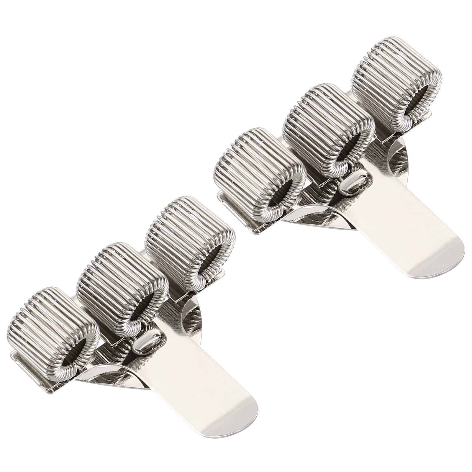 Porte-stylo triple boucle à ressort PATIKIL en métal argenté pour bloc-notes - Lot de 2