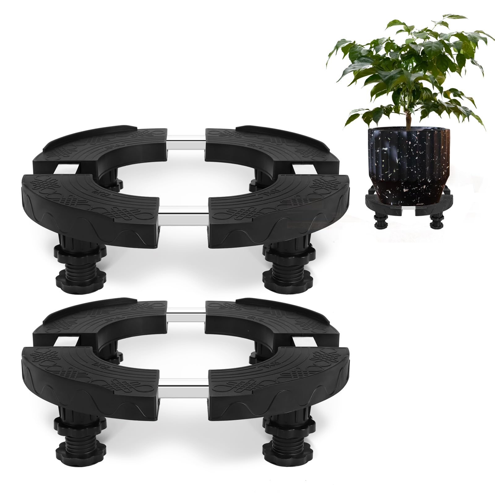 W B D WEIBIDA 2 Pack Outdoor Plant Stand Large Heavy Duty Plant Holder Adjustable 15-19Inch Flower Pot Stands with 400LBS Capacity for Your Garden, Patio, Porch, Balcony
