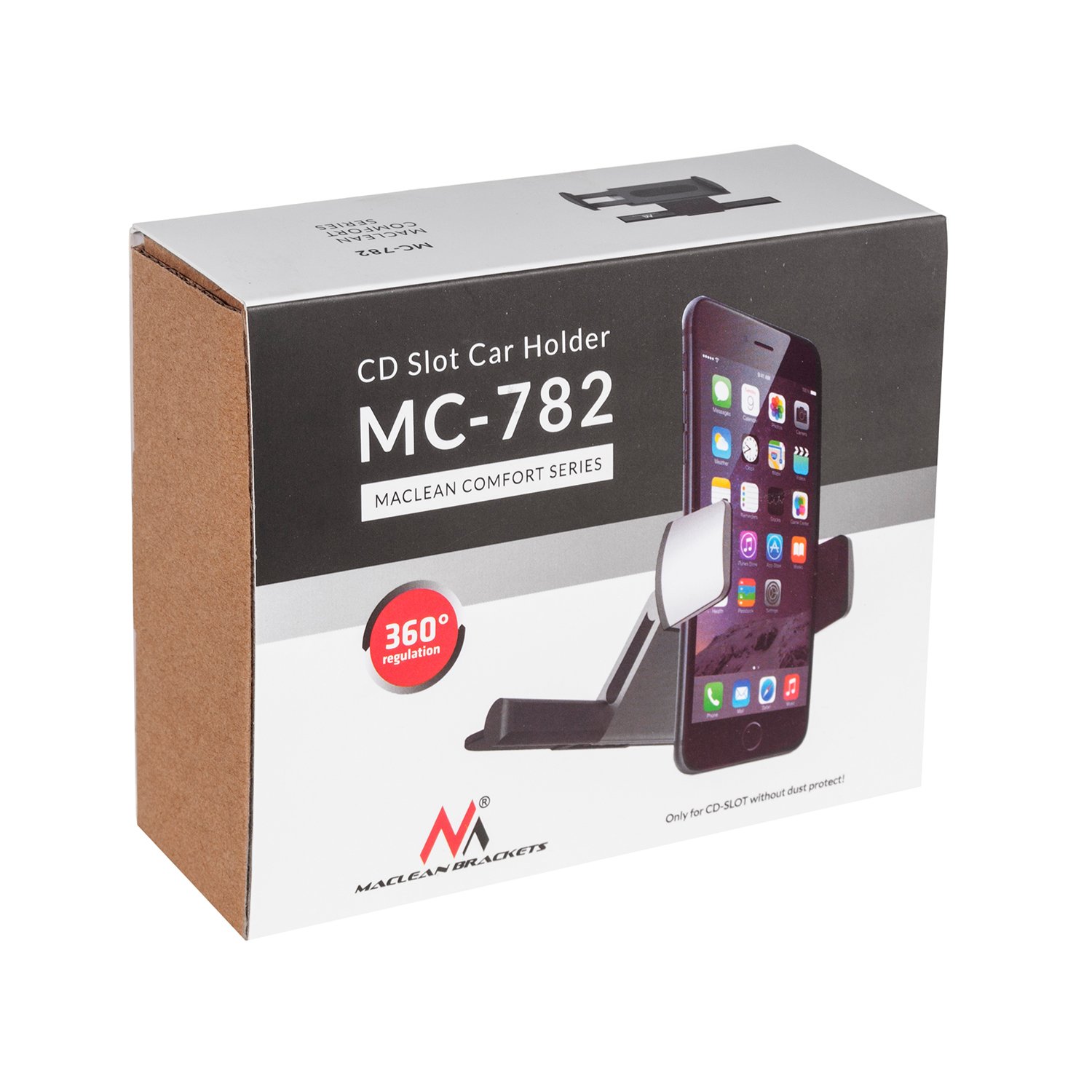 Maclean MC-782 seria Comfort uniwersalny samochodowy uchwyt na smartfon samochodowy uchwyt na telefon komórkowy 360° 58-87 mm montaż gniazda CD (magnetyczny)
