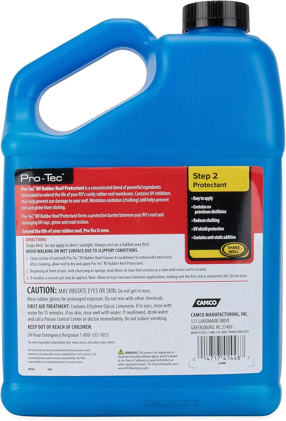 Camco Pro-Tec Camper/RV Rubber Roof Care System | Protect RV Roof & Stop Roof Chalking | Minimize Maintenance | 1 Gallon (41453)