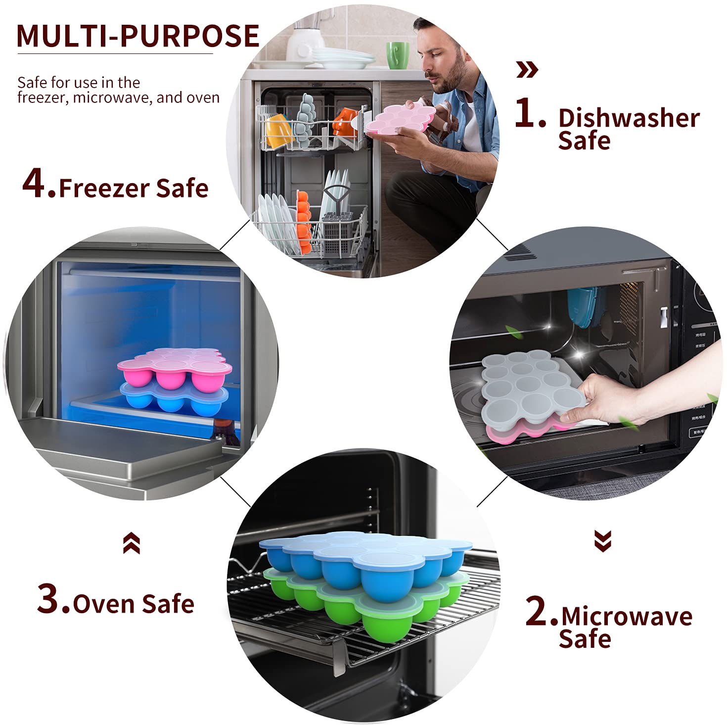 Baby Food Storage Container, 12 Cup Silicone Freezer Tray with Lid, Food Container, BPA Free Containers, Individual 75ml Per Cube, Perfect for Homemade Baby Food, Breast Milk- Microwave, Oven : Baby