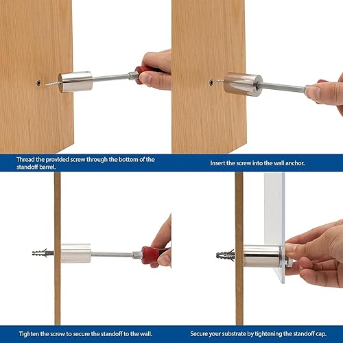 Miniatura 6 de Tornillos de separación para letreros de 8 piezas (12 pulgada de diámetro x 1 pulgada de largo) Tornillos publicitarios de acero inoxidable para