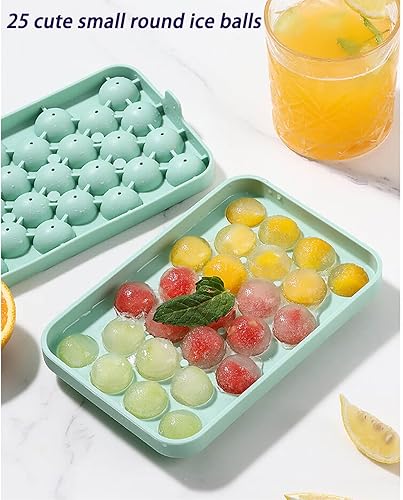 Miniatura 2 de Molde redondo para cubitos de hielo, mini bolas de hielo, bandeja de hielo de silicona de grado alimenticio con tapa, molde para cubitos de hielo de