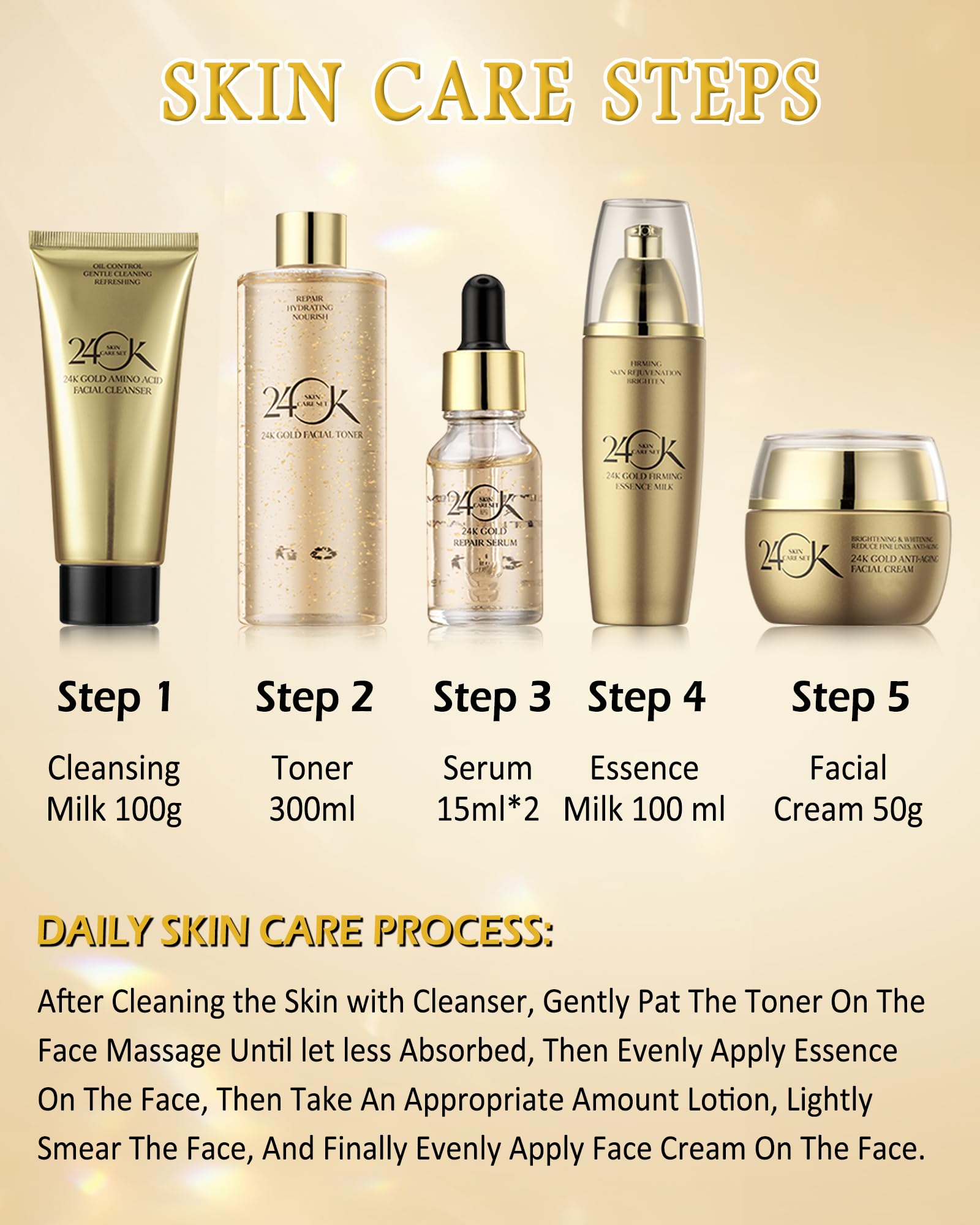 24Kゴールド スキンケアセット Amazon.com : 24K Gold Skin Care Set,6 in 1 Hydrate Firm Skincare