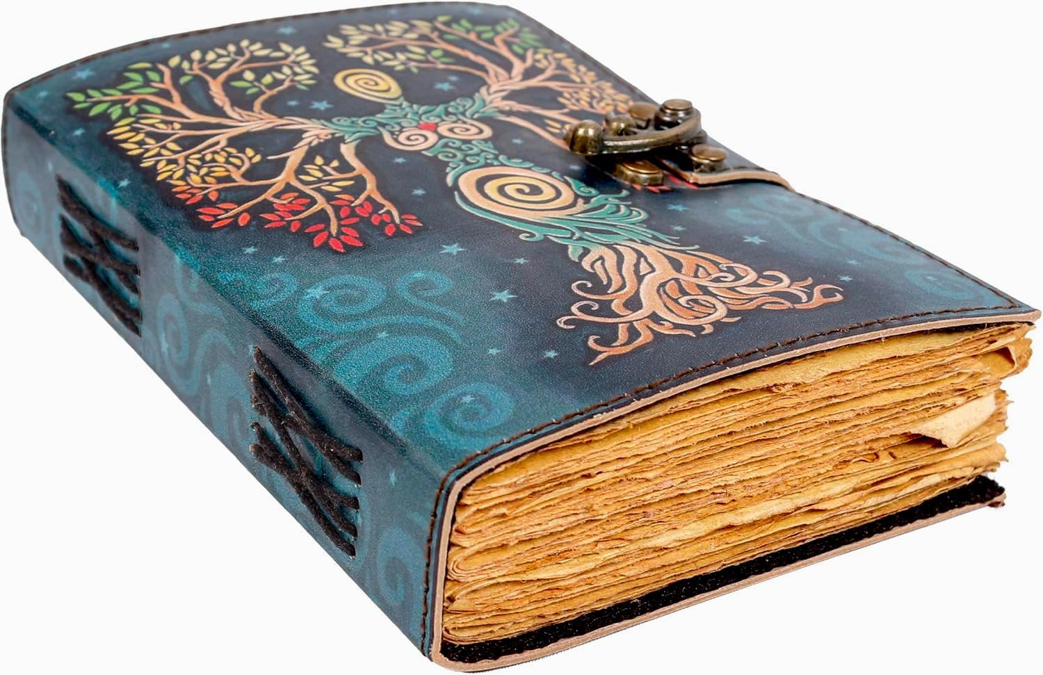 Blank Spell Book Of Shadows Journal With Lock Clasp Prop Vintage Handmade Lea...