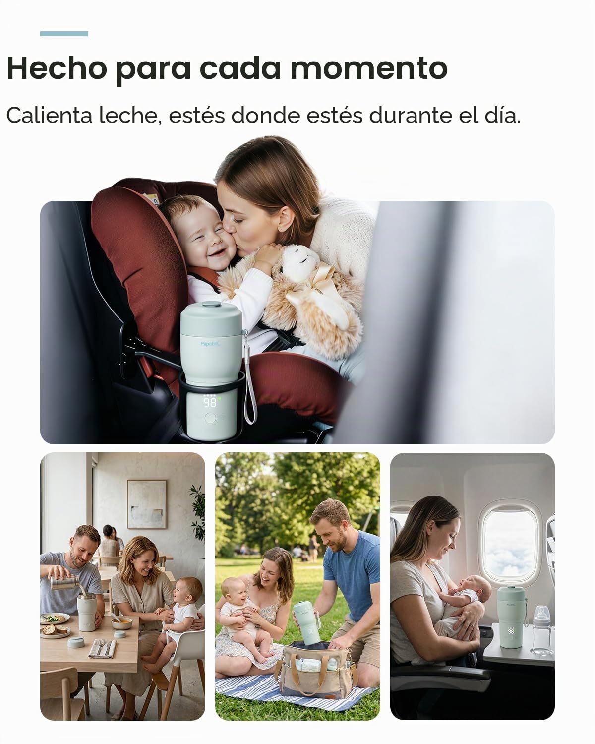 Papablic Calentador de biberones portátil Pro para viajes, calentamiento 2 veces más rápido, 5 ajustes de temperatura, calentador de leche para bebés y fórmula sobre la marcha, batería de larga