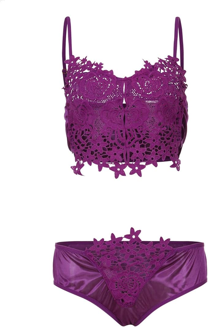 Lingerie In Pizzo A Rete JFAN - Set 3 Pezzi Babydoll Con Reggicalze, Donna - Foto 8