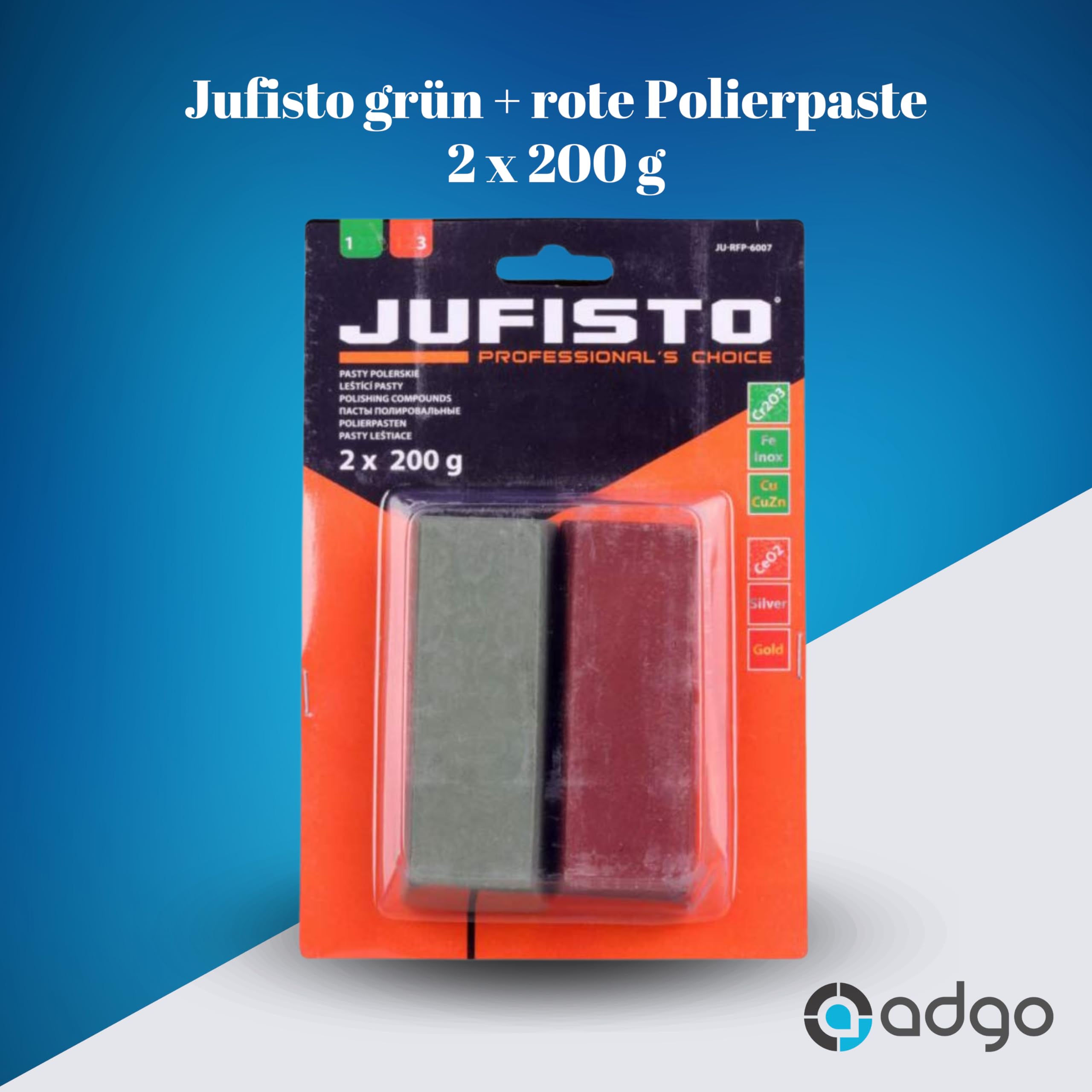 Pâte à Polir Vert et Rouge, Lot de 2, Pâte à Polir Abrasive, Polissage Métal, 2 x 200 g