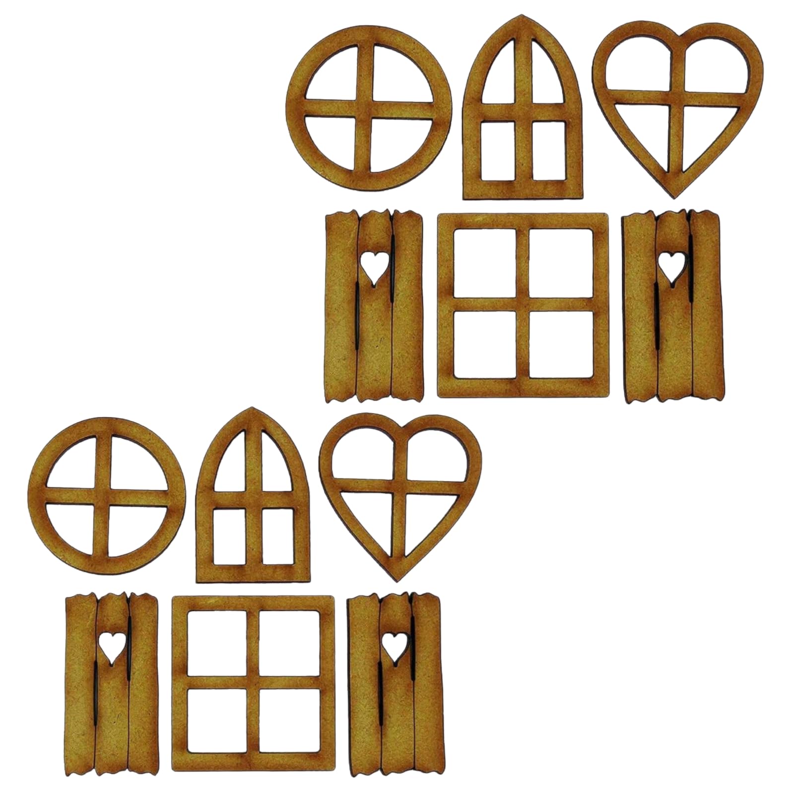 Wpppan 2Pcs Wooden Fairy Garden Door, Blank Door Fairy House and Windows Ornaments Tree Statues for Tree Trunk Yard Decoration, 6Pcs