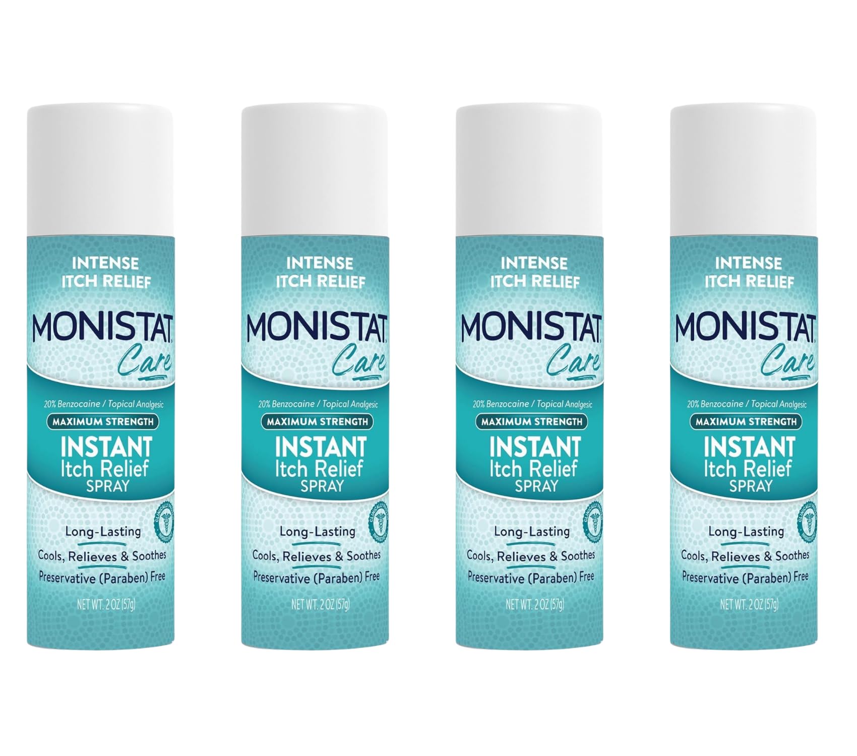 Monistat Instant Itch Relief Spray for Women Maximum Strength Feminine Itch Care 2 oz Pack of 4
