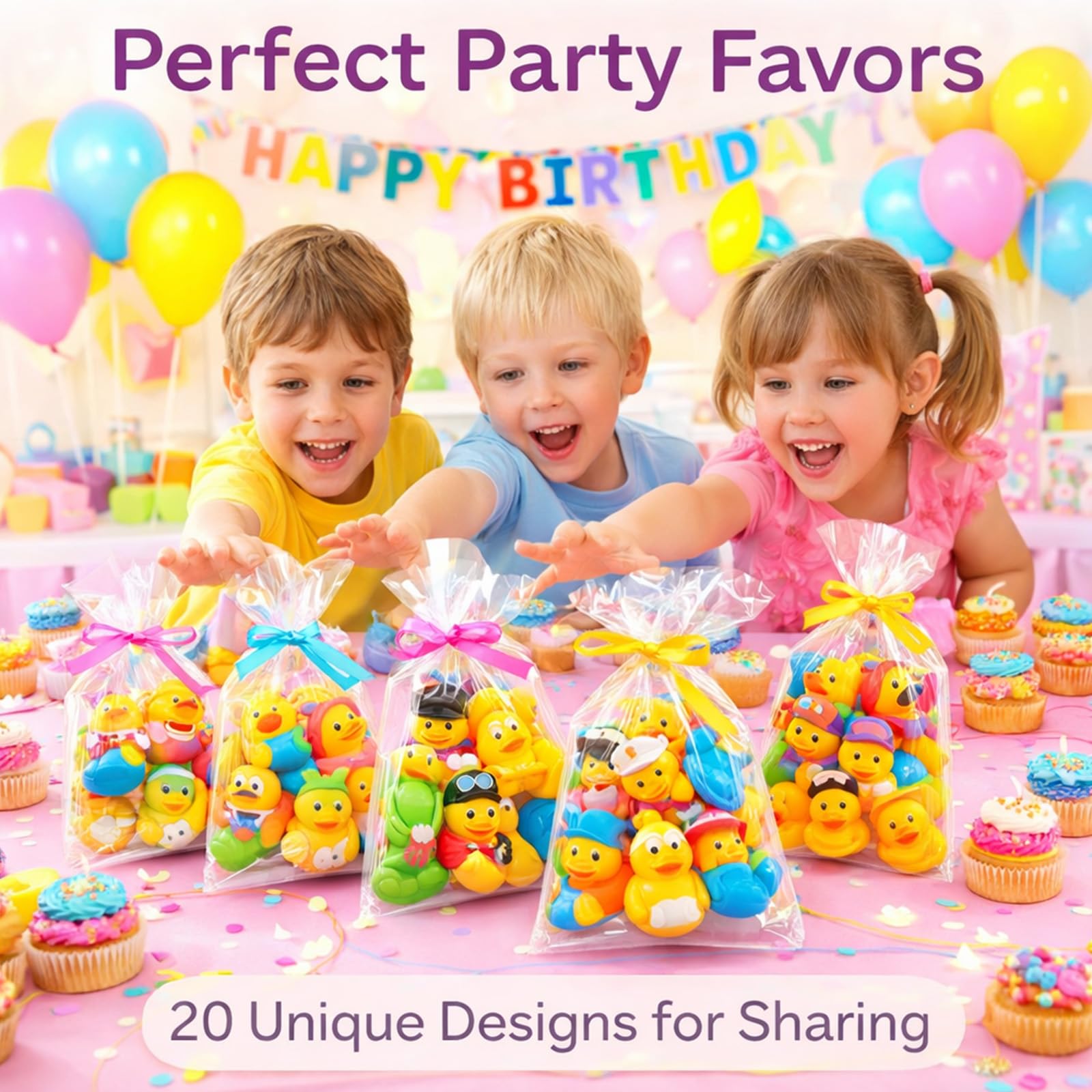 20 Pcs Rubber Ducks, Assorted Plastic Ducks, Gifts Party Favors Bag Fillers - Image 5