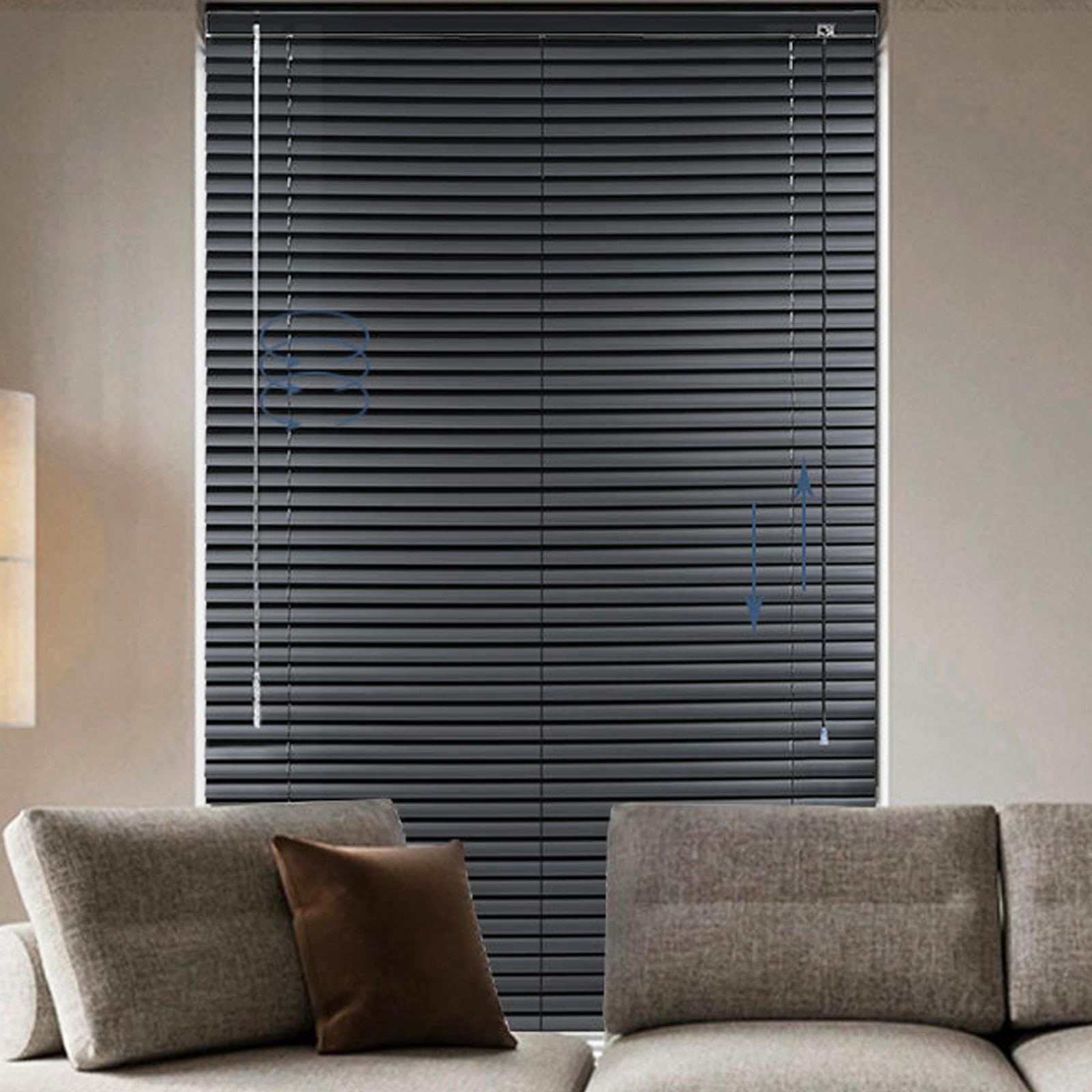 Tende veneziane in alluminio, 25 mm, orizzontali, 150 x 130 cm, impermeabili, anti UV, oscuranti, per bagno, camera da letto, cucina, ampia tenda a doghe in metallo