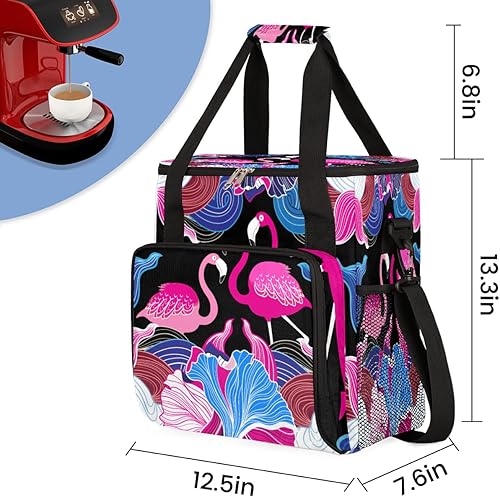 Miniatura 2 de Bolsa de transporte para cafetera con patrón de flamenco abstracto para Keurig K-Mini o K-Mini Plus K-Cup Pods Almacenamiento portátil Cafetera