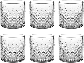 Lot de 6 verres à eau et boissons alcoolisées, verres en verre transparents, passe au lave-vaisselle et au micro-ondes (39 cl)