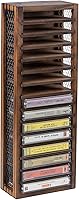 Vista 8 de FARM IN Almacenamiento de cinta de casete, diseño giratorio de 360 grados, torre de cassette estilo granja, doble cara de 28 ranuras, madera maciza