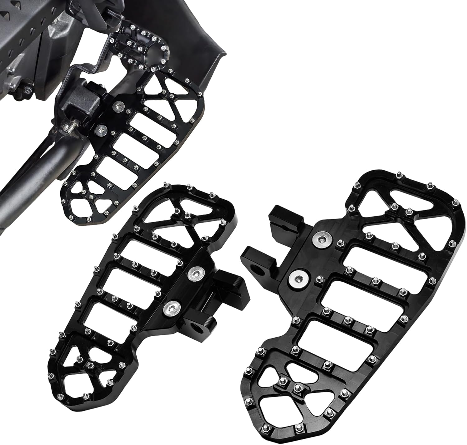 Driver Floorboards Screw Shape (Black) & Trunk Mounted Flag Pole Kit (Chrome) for Can Am Spyder F3/F3S/F3T 2015-2025