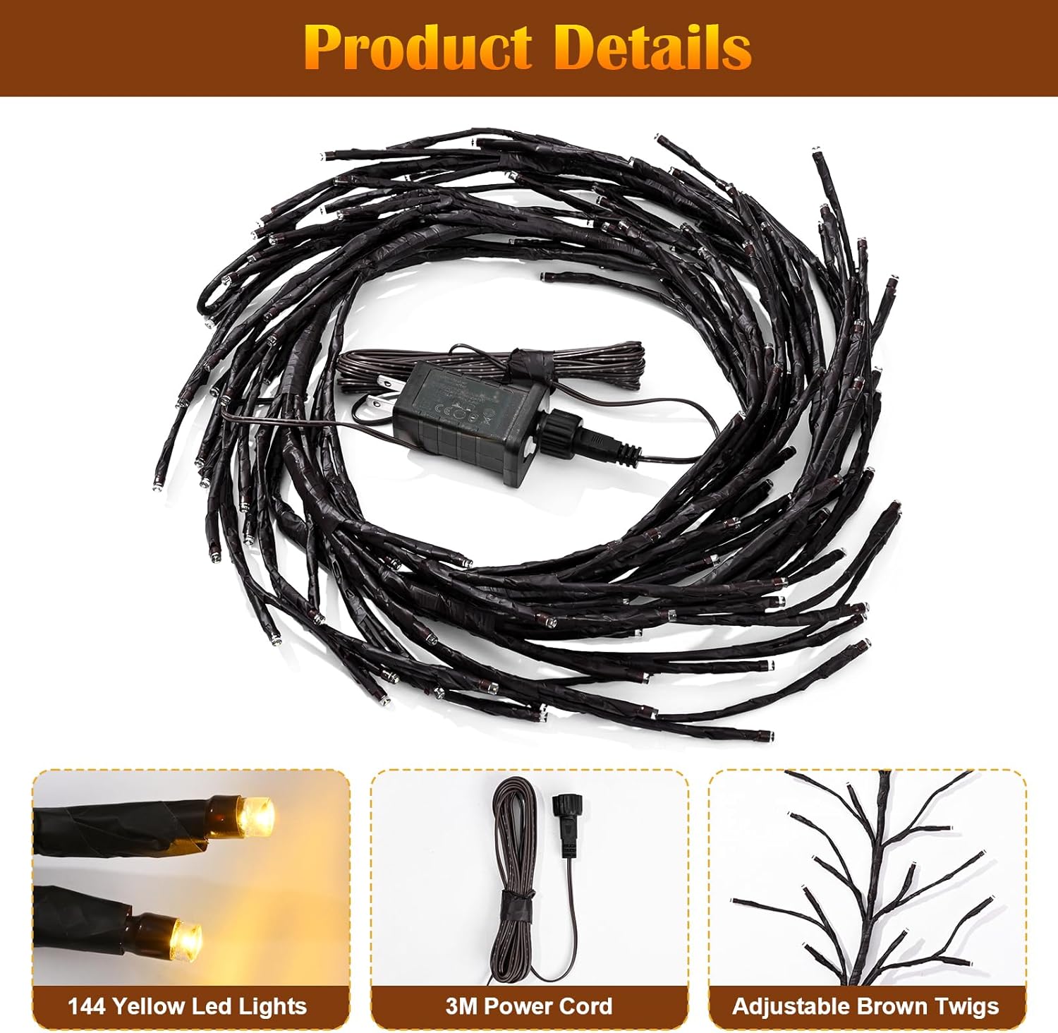 Yinhua 5 FT Wall Christmas Tree Light, Light Up Wall Tree with Remote Timer, 27 PCS Christmas Ornaments, 144 LED Lighted Christmas Tree with 8 Lighting Modes 10 Dimming Levels, Xmas Wall Decor, Gift