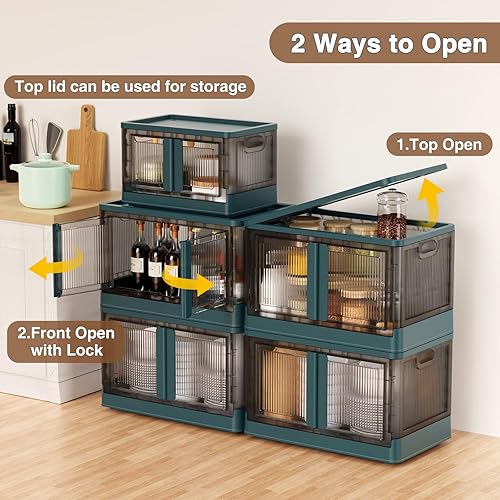 Miniatura 3 de BROVIEW V6 - Organizadores y almacenamiento de armario, contenedores de almacenamiento de plástico plegables de 19 galones con tapas y ruedas,