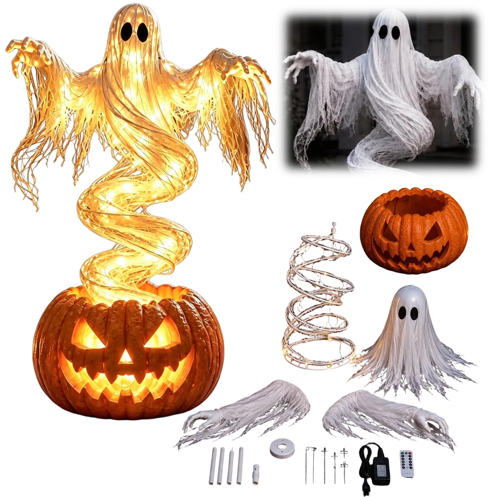 Ghostly Lights Halloween decorazione giardino rotante LED lampada | Ghostly Lights Halloween Si Posa Facilmente Nel Prato E Resiste Alle Intemperie Per Il Riutilizzo